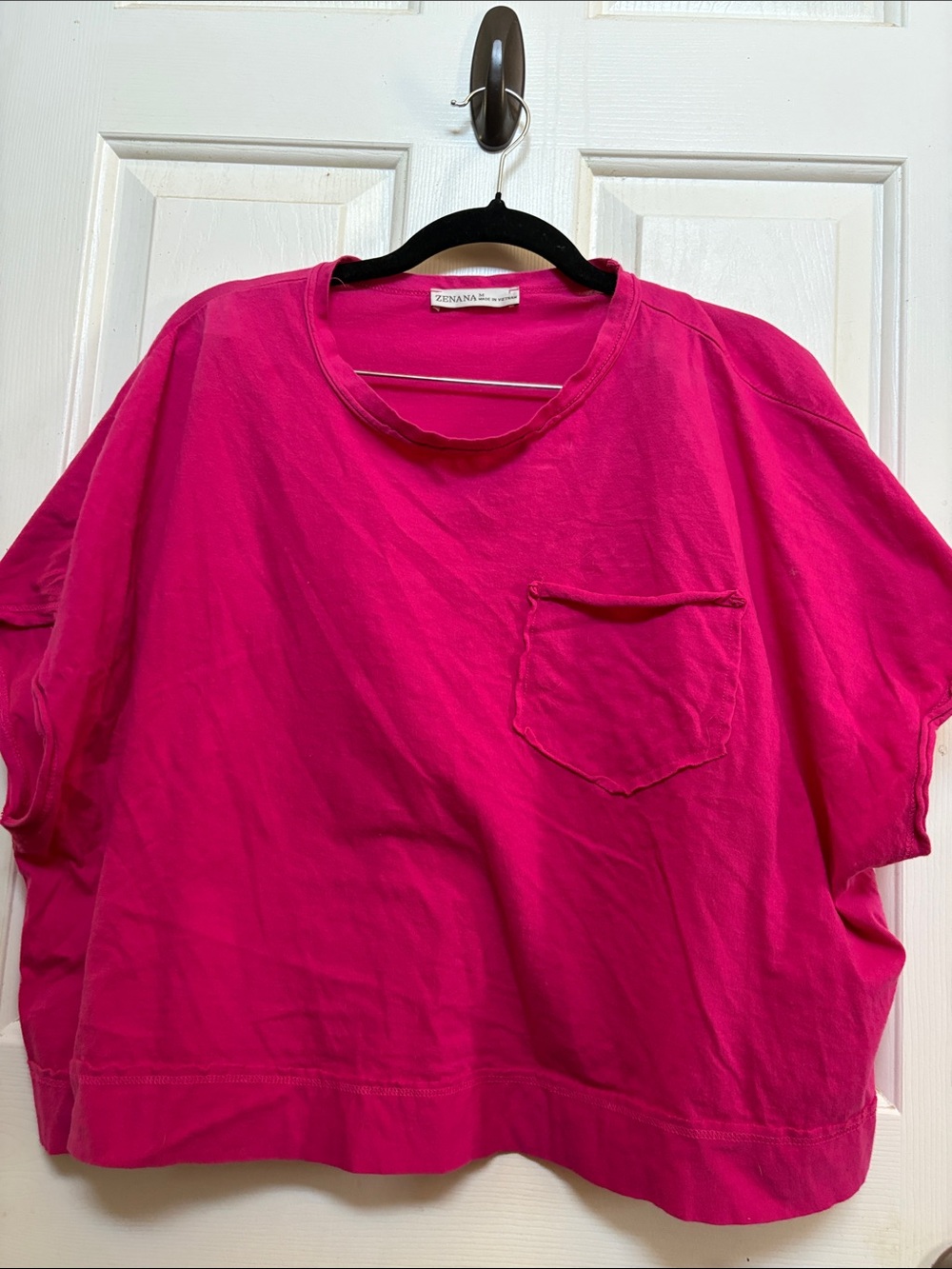Zensana Hot Pink Crop Pocket Tee